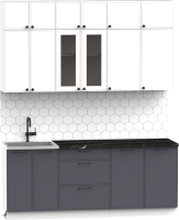 Кухонный гарнитур Интермебель Лион-5 2м (белый софт/графит софт/тунис) - 