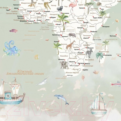 Фотообои листовые Citydecor Детская Карта мира 351 (546x265)