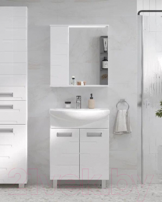 Шкаф с зеркалом для ванной Volna Joli 50 L (белый)