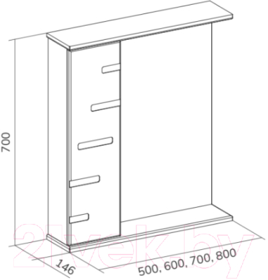 Шкаф с зеркалом для ванной Volna Joli 50 L (белый)