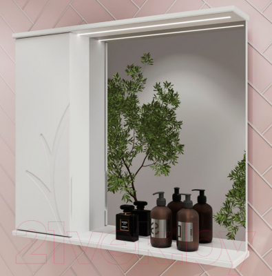 Шкаф с зеркалом для ванной Volna Adel 80 L (белый)