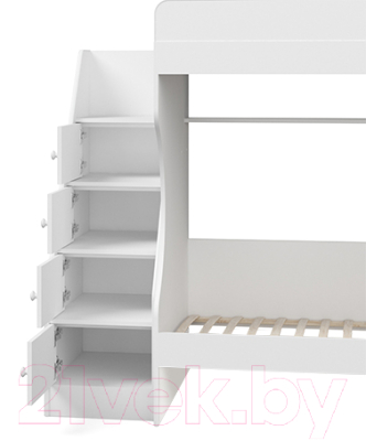Двухъярусная кровать Капризун 6 Р443-4 с лестницей (белый)