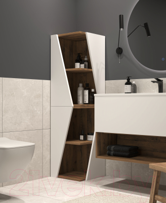 Шкаф для ванной ЗОВ Кито 40 / CK40LAMWML (левый, аттик/белый матовый)