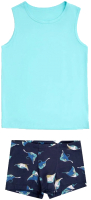 Комплект бельевой детский Mark Formelle 443002 / 22/20688ПП-0 (р.98-52-48, бирюзовый/скаты на синем) - 