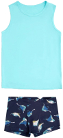 Комплект бельевой детский Mark Formelle 443002 / 22/20688ПП-0 (р.104-56-51 бирюзовый/скаты на синем) - 