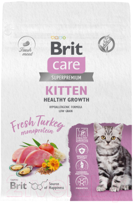 Сухой корм для кошек Brit Care Cat Kitten Healthy Growth с индейкой / 5065561 (400г)