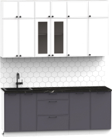 Кухонный гарнитур Интермебель Лион-5 В-1 2м (белый софт/графит софт/тунис) - 