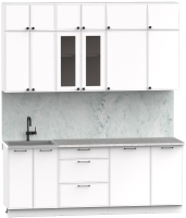 Кухонный гарнитур Интермебель Лион-6 2.1м (белый софт/мрамор лацио белый) - 
