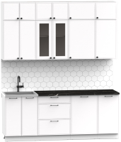 Кухонный гарнитур Интермебель Лион-6 2.1м (белый софт/сесамо) - 