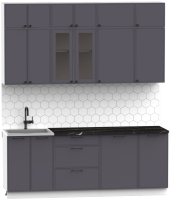Кухонный гарнитур Интермебель Лион-6 2.1м (графит софт/сесамо) - 