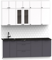 Кухонный гарнитур Интермебель Лион-6 В-1 2.1м (белый софт/графит софт/тунис) - 