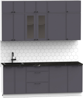 Кухонный гарнитур Интермебель Лион-6 В-1 2.1м (графит софт/тунис) - 