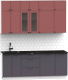 Готовая кухня Интермебель Лион-6 В-1 2.1м (красная глазурь софт/графит софт/тунис) - 