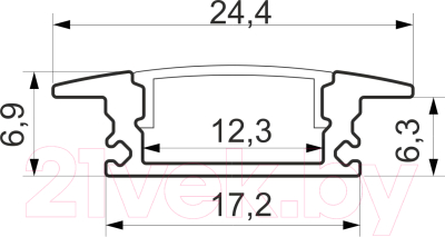 Профиль для светодиодной ленты AKS Lira-1707 врезной с экраном (2м, белый)