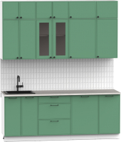 Кухонный гарнитур Интермебель Лион-6 В-1 2.1м (мята софт/мрамор лацио белый) - 