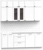 Кухонный гарнитур Интермебель Лион-6 2.1м без столешницы (белый софт) - 
