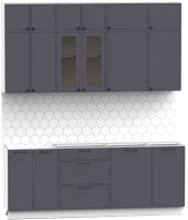 Кухонный гарнитур Интермебель Лион-6 2.1м без столешницы (графит софт) - 