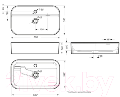 Умывальник Sanita Luxe Infinity SLF / WB.CT/Infinity/60-C.Shelf/WHT