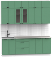 Кухонный гарнитур Интермебель Лион-7 2.2м (мята софт/мрамор лацио белый) - 