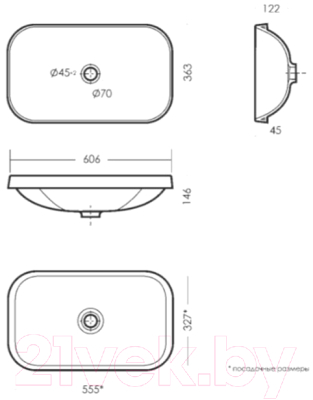 Умывальник Sanita Luxe Infinity 60 / WB.IN/Infinity/60-N/WHT.G/S1