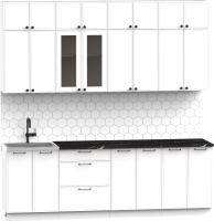 Кухонный гарнитур Интермебель Лион-8 2.4м (белый софт/тунис) - 