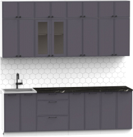 Кухонный гарнитур Интермебель Лион-8 2.4м (графит софт/сесамо) - 