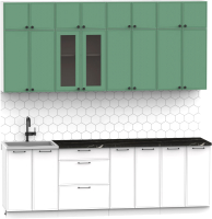 Кухонный гарнитур Интермебель Лион-8 2.4м (мята софт/белый софт/сесамо) - 