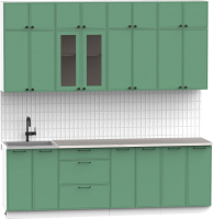 Кухонный гарнитур Интермебель Лион-8 2.4м (мята софт/мрамор лацио белый) - 