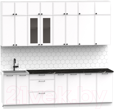 Кухонный гарнитур Интермебель Лион-9 2.6м (белый софт/тунис)
