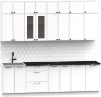 Кухонный гарнитур Интермебель Лион-9 2.6м (белый софт/сесамо) - 
