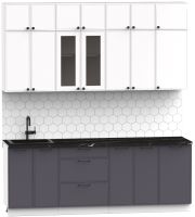 Кухонный гарнитур Интермебель Лион-7 В-1 2.2м (белый софт/графит софт/тунис) - 