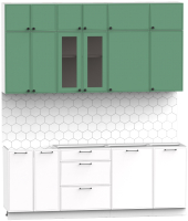 Кухонный гарнитур Интермебель Лион-6 2.1м без столешницы (мята софт/белый софт) - 