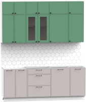 Кухонный гарнитур Интермебель Лион-6 2.1м без столешницы (мята софт/луна софт) - 