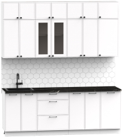 Кухонный гарнитур Интермебель Лион-7 В-1 2.2м (белый софт/тунис) - 