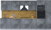 Готовая кухня Интерлиния Мила Лайт 3.6 ВТ (бетон потленд/бетон портленд/дуб бунратти) - 