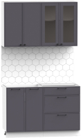 Кухонный гарнитур Интермебель Лион-11 1.2м без столешницы (графит софт) - 