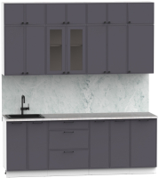 Кухонный гарнитур Интермебель Лион-7 В-1 2.2м (графит софт/мрамор лацио белый) - 