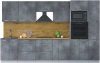 Готовая кухня Интерлиния Мила Лайт 3.4 ВТ (бетон потленд/бетон портленд/дуб бунратти) - 