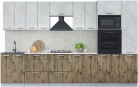 Кухонный гарнитур Интерлиния Мила Лайт 3.4 ВТ (бетон лайт/дуб веллингтон/опал светлый) - 