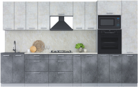Кухонный гарнитур Интерлиния Мила Лайт 3.4 ВТ (бетон лайт/бетон портленд/опал светлый) - 