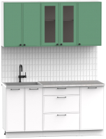 Кухонный гарнитур Интермебель Лион-12 1.6м (мята софт/белый софт/мрамор лацио белый) - 