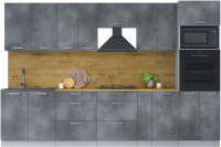 Кухонный гарнитур Интерлиния Мила Лайт 3.2 ВТ (бетон потленд/бетон портленд/дуб бунратти) - 