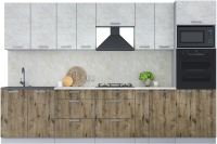 Кухонный гарнитур Интерлиния Мила Лайт 3.2 ВТ (бетон лайт/дуб веллингтон/опал светлый) - 