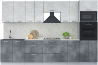 Кухонный гарнитур Интерлиния Мила Лайт 3.2 ВТ (бетон лайт/бетон портленд/опал светлый) - 