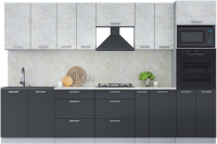 Кухонный гарнитур Интерлиния Мила Лайт 3.2 ВТ (бетон лайт/антрацит/опал светлый) - 