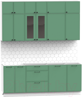Кухонный гарнитур Интермебель Лион-6 2.1м без столешницы (мята софт)