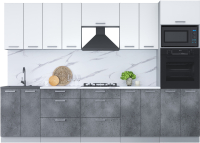 Кухонный гарнитур Интерлиния Мила Лайт 3.0 ВТ (белый платинум/бетон портленд/белый гранит) - 