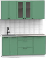 Кухонный гарнитур Интермебель Лион-13 1.7м (мята софт/мрамор лацио белый) - 
