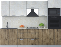 Кухонный гарнитур Интерлиния Мила Лайт 2.8 ВТ (бетон лайт/дуб веллингтон/опал светлый) - 