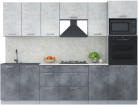 Кухонный гарнитур Интерлиния Мила Лайт 2.8 ВТ (бетон лайт/бетон портленд/опал светлый) - 